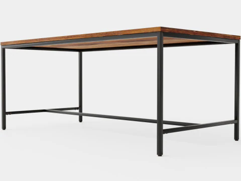 Wilmer Dining Table Wood Black 3D Model