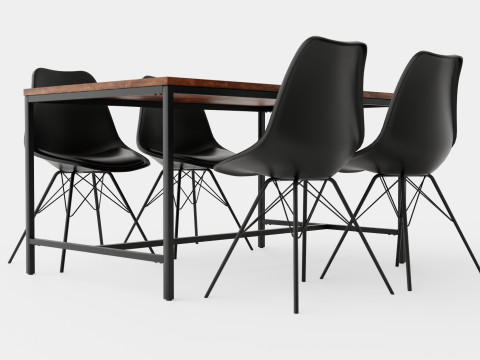 Wilmer Food Group With 4 Shell Chair 3D 모델