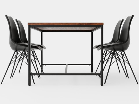 Wilmer Food Group With 4 Shell Chair 3D Model