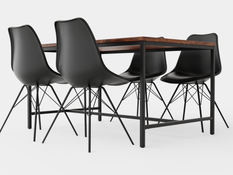 Wilmer Food Group With 4 Shell Chair 3D Model