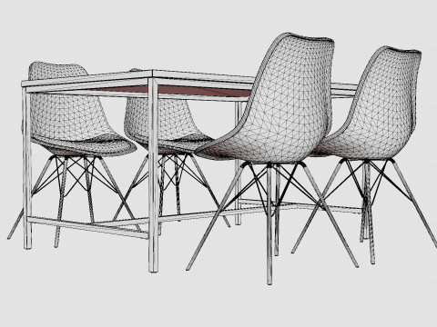 Wilmer Food Group With 4 Shell Chair 3D Model