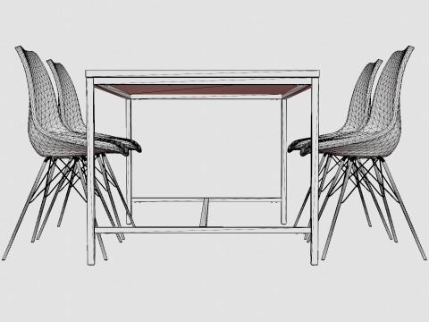 Wilmer Food Group With 4 Shell Chair 3D Model