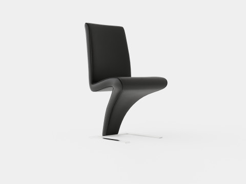 Zion Dining Chair Artificial Leather Black Chrome 3D Model