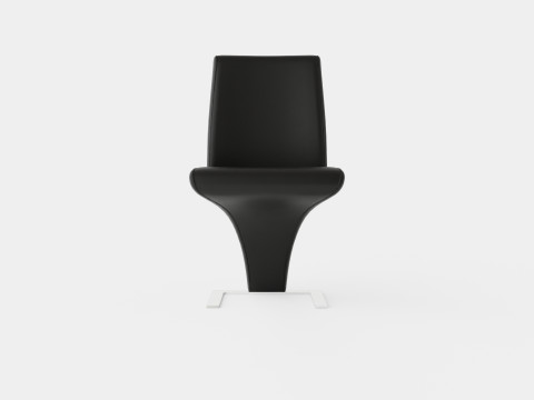 Zion Dining Chair Artificial Leather Black Chrome 3D Model
