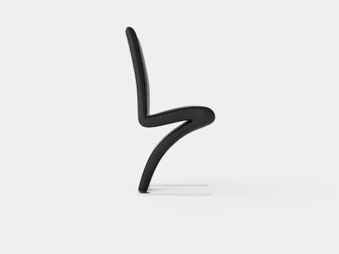 Zion Dining Chair Artificial Leather Black Chrome 3D Model