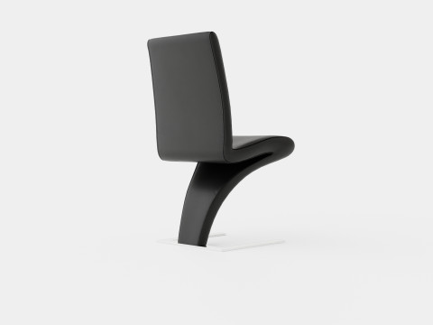 Zion Dining Chair Artificial Leather Black Chrome 3D Model