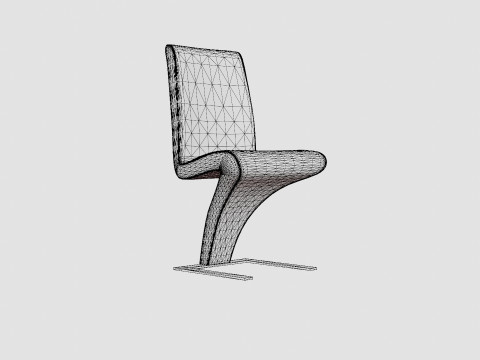 Zion Dining Chair Artificial Leather Black Chrome 3D Model