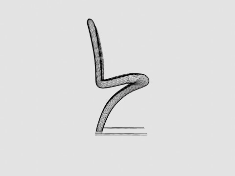 Zion Dining Chair Artificial Leather Black Chrome 3D Model