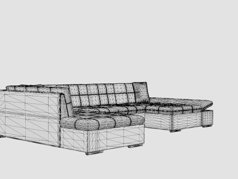 Zumar U Bed Sofa Divan With Storage Right Black Light 3D Model