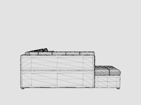Zumar U Bed Sofa Divan With Storage Right Black Light 3D Model