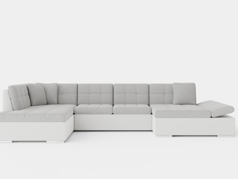 Zumar U Bed Sofa Divan With Storage Right White Light Gray 3D Модель