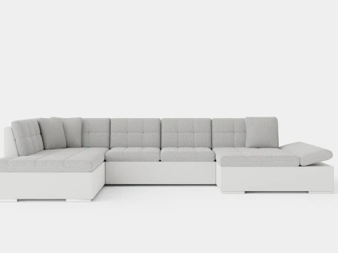 Zumar U Bed Sofa Divan With Storage Right White Light Gray 3D Model