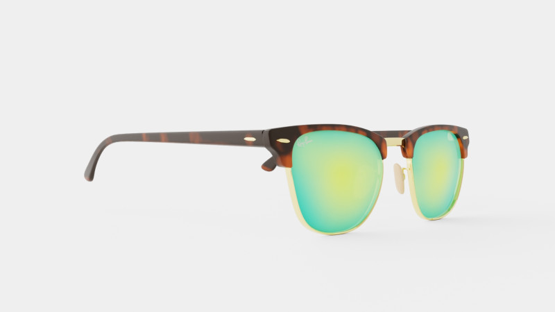 Ray-Ban Clubmaster - RB3016 114519 Sunglasses 3D Модель .c4d .max .obj .3ds .fbx .stl .blend