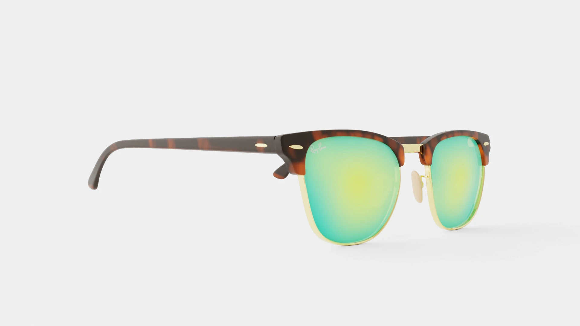 Ray-Ban Clubmaster - RB3016 114519 Sunglasses 3D Model .c4d .max .obj .3ds .fbx .stl .blend 