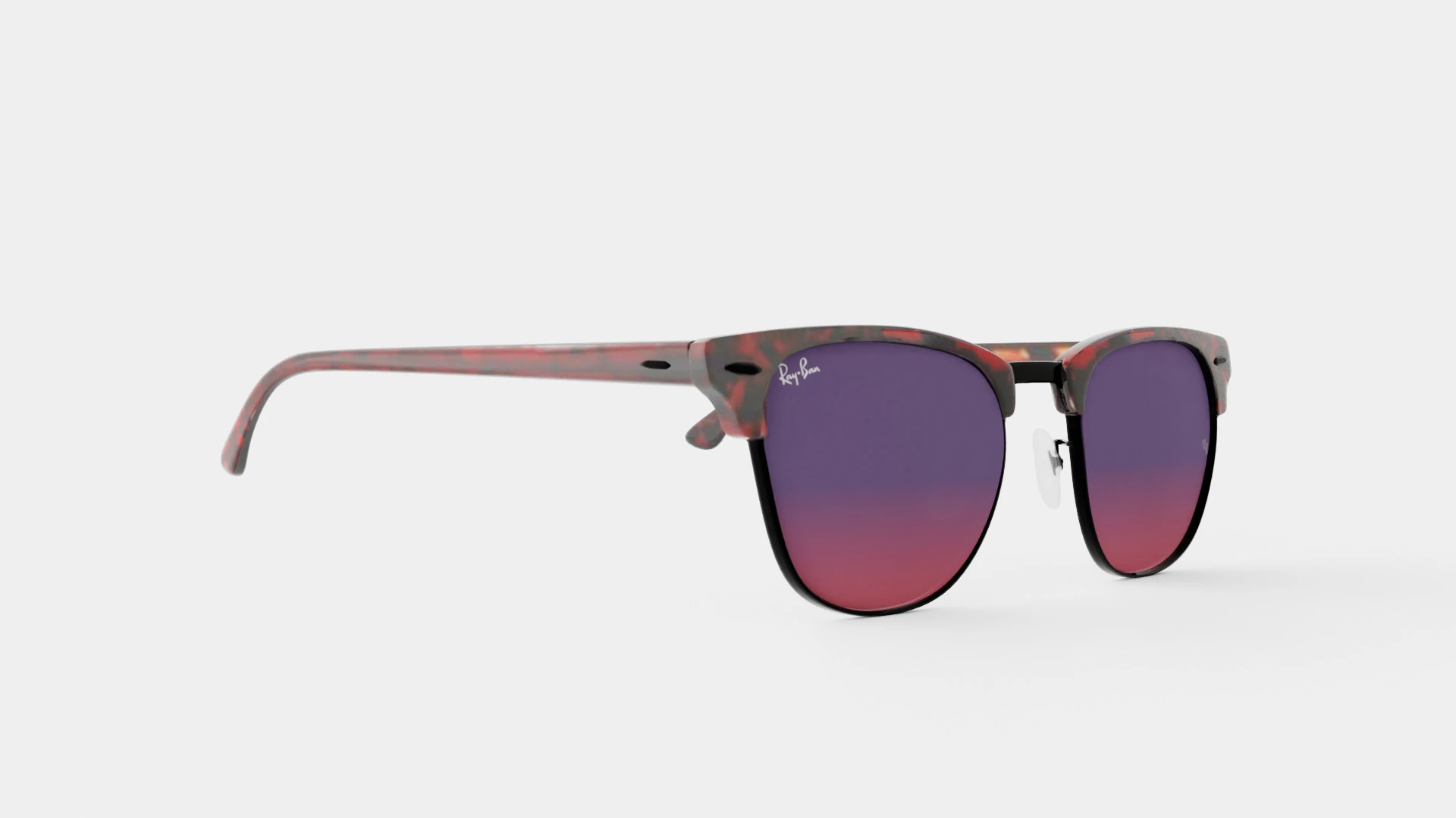 Ray-Ban Clubmaster - RB3016 12753B Sunglasses 3D Model .c4d .max .obj .3ds .fbx .stl .blend 