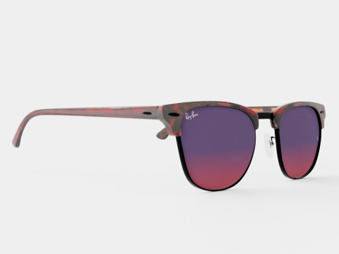 Ray-Ban Clubmaster - RB3016 12753B Sunglasses Model 3D