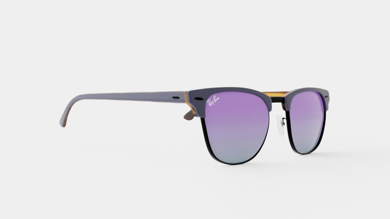 Ray-Ban Clubmaster - RB3016 1278T6 Sunglasses Model 3D .c4d .max .obj .3ds .fbx .stl .blend