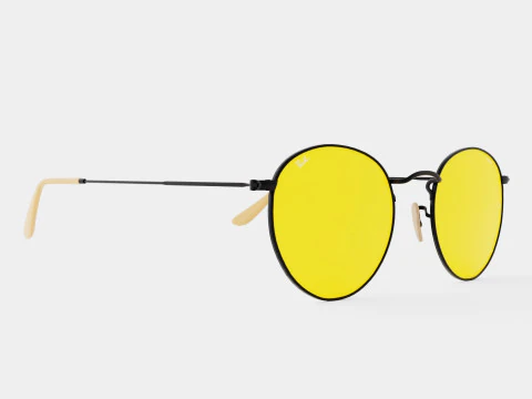 &Oacute;culos de sol Ray-Ban redondo metal - RB3447 90664A Modelo 3D