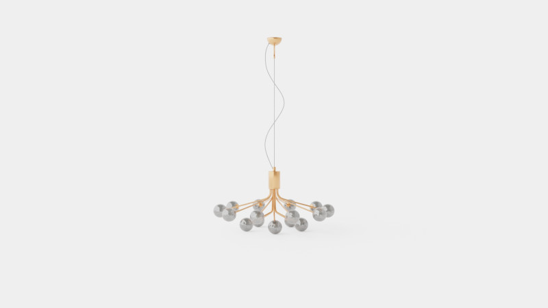 Galax Ceiling Lamp 15 Gold 3D Модель .c4d .max .obj .3ds .fbx .stl .blend