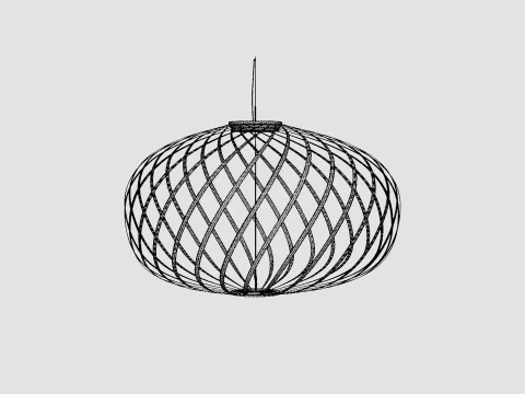 Spring Brass Large Ceiling Lamp 3D Model