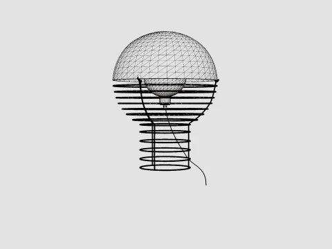 Druciana duża biała lampa Model 3D