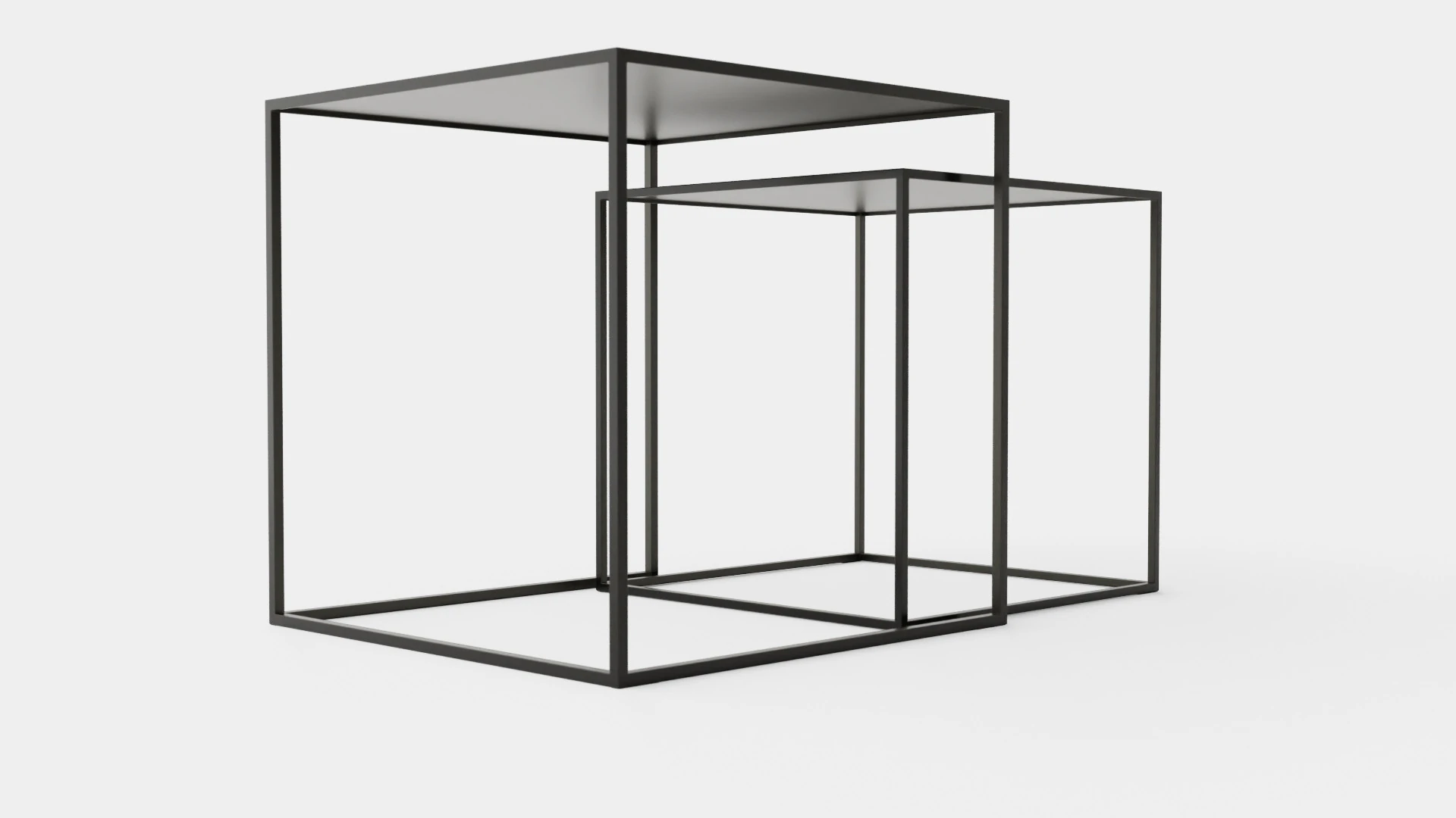 Nest of Tables with Painted Metal Frames 3D Model .c4d .max .obj .3ds .fbx .stl .blend 