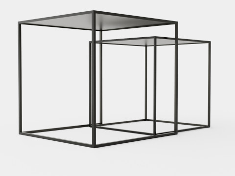 Nest of Tables with Painted Metal Frames Modello 3D