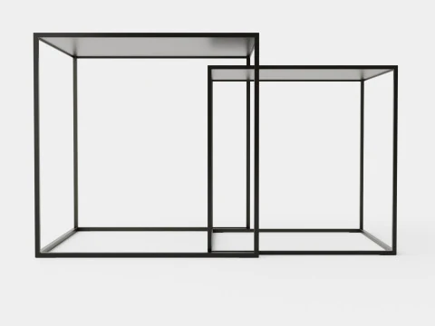 Nest of Tables with Painted Metal Frames 3D Model