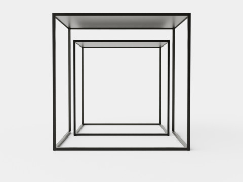 Nest of Tables with Painted Metal Frames 3D Model