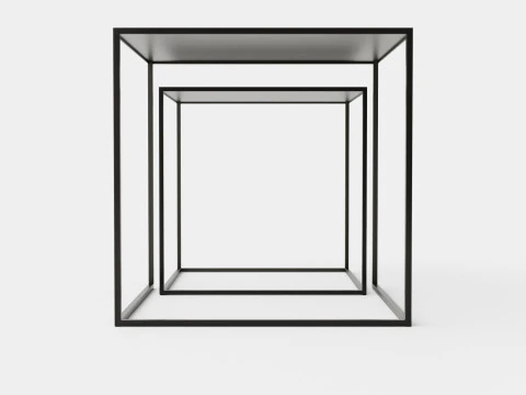 Nest of Tables with Painted Metal Frames 3D Model