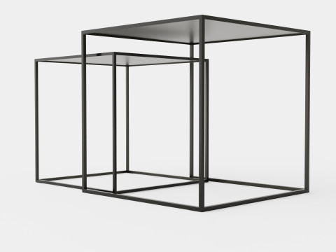 Nest of Tables with Painted Metal Frames 3D Model