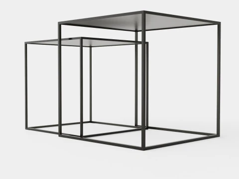 Nest of Tables with Painted Metal Frames 3D Model
