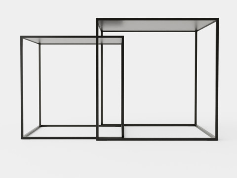 Nest of Tables with Painted Metal Frames 3D Model