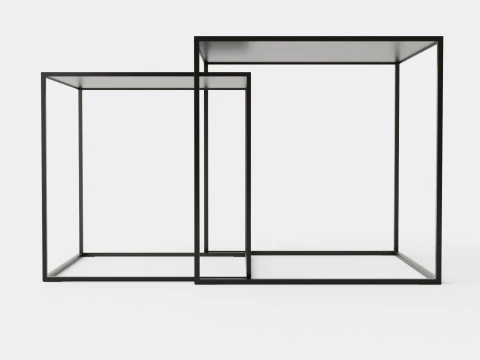 Nest of Tables with Painted Metal Frames 3D Model