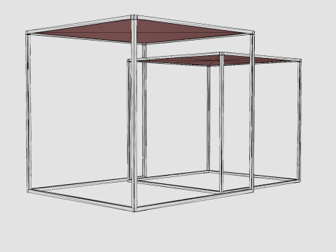 Nest of Tables with Painted Metal Frames 3D Model