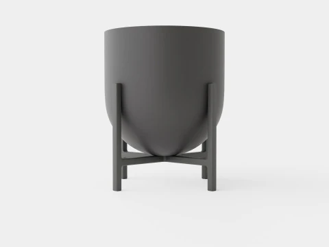 Metal plant pot with a rounded base 3D Model