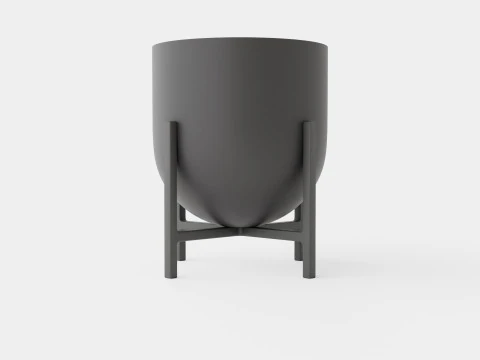 Metal plant pot with a rounded base 3D Model