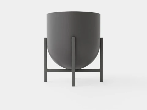 Metal plant pot with a rounded base 3D Model