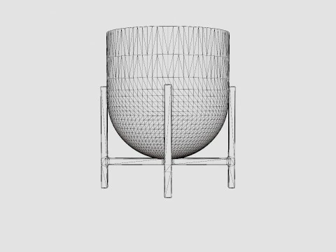 Metal plant pot with a rounded base 3D Model