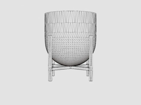 Metal plant pot with a rounded base 3D Model