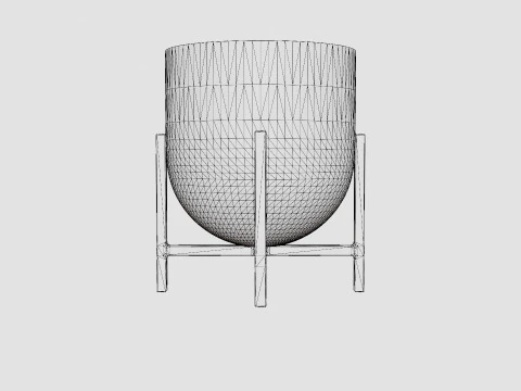 Metal plant pot with a rounded base 3D Model