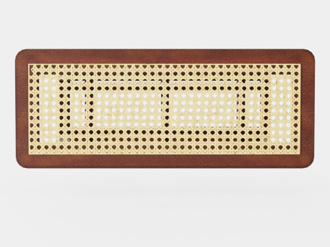 Rectangular bench in meranti wood with a seat in rattan 3D मॉडल