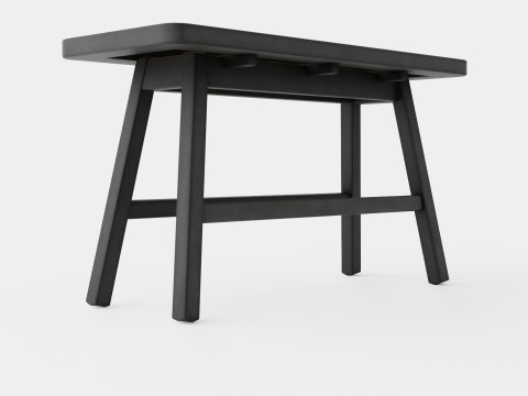 Rectangular bench in meranti wood with a seat in rattan 3D Модель