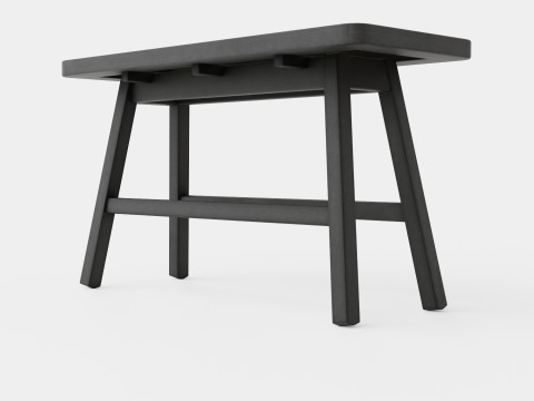 Rectangular bench in meranti wood with a seat in rattan 3D 模型