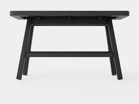 Rectangular bench in meranti wood with a seat in rattan 3D 模型