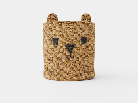 Cylinder-shaped basket made of plaited seaweed Model 3D
