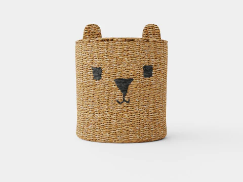 海苔を編んで作った筒型の籠 3Dモデル