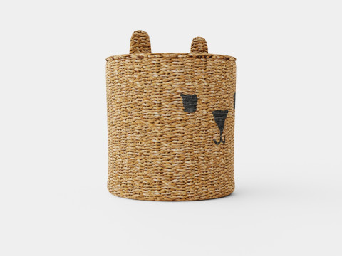 Cylinder-shaped basket made of plaited seaweed 3Dモデル