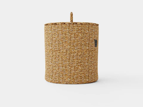 Cylinder-shaped basket made of plaited seaweed 3D Model