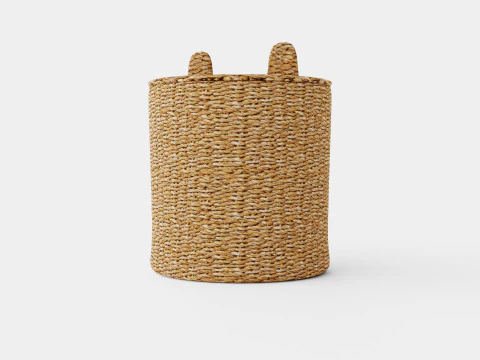 Cylinder-shaped basket made of plaited seaweed 3D Model